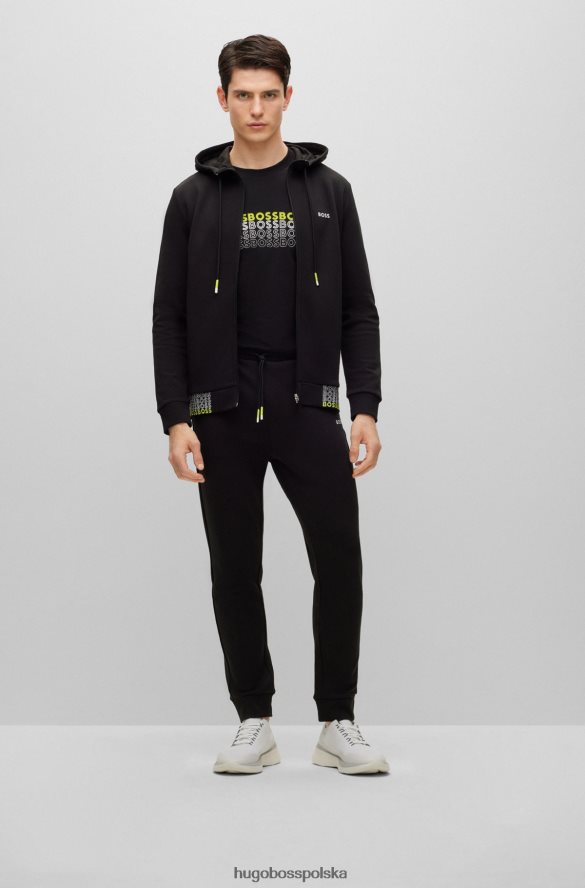 Hugo Boss Czarne spodnie dresowe Hugo o regularnym kroju z wielobarwnymi logo czarny R0X0H63529