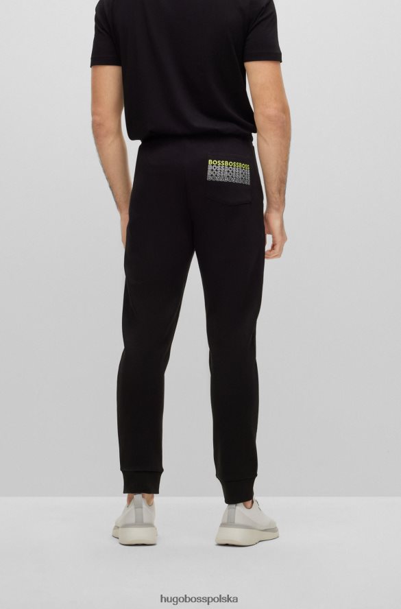 Hugo Boss Czarne spodnie dresowe Hugo o regularnym kroju z wielobarwnymi logo czarny R0X0H63529