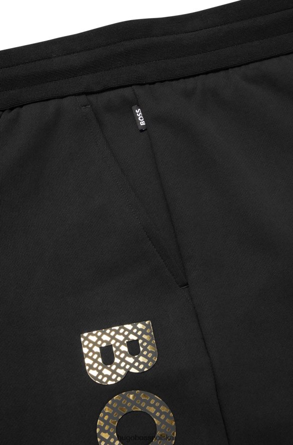Hugo Boss Czarne spodnie dresowe hugo z bawełny frotte i logo wypełnionym monogramami czarny R0X0H62634