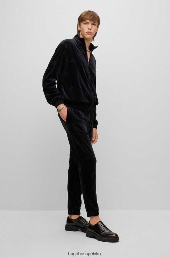 Hugo Boss Czarne spodnie dresowe hugo z logo firmy Hugo, z weluru z domieszką bawełny czarny R0X0H64499