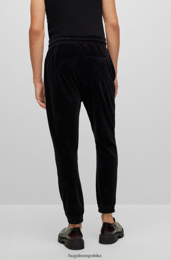 Hugo Boss Czarne spodnie dresowe hugo z logo firmy Hugo, z weluru z domieszką bawełny czarny R0X0H64499
