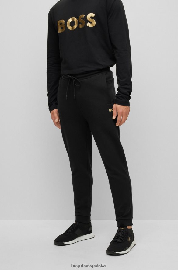 Hugo Boss Czarne spodnie dresowe hugo z mieszanki bawełny i metalicznym logo czarny R0X0H62237