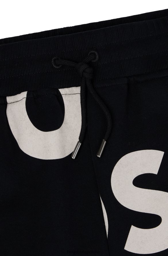 Hugo Boss Czarne spodnie dresowe hugo z mieszanki bawełny z nadrukiem logo czarny R0X0H64115