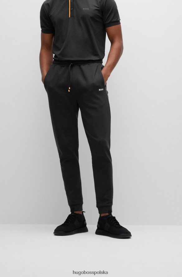 Hugo Boss Czarne spodnie dresowe hugo z mieszanki bawełny, ze wstawkami z taśmy z logo czarny R0X0H61286