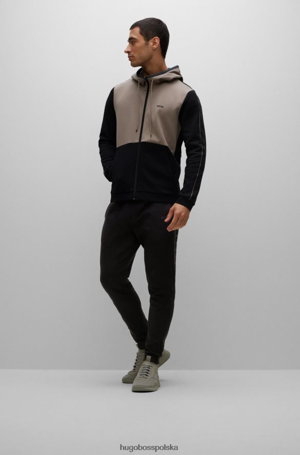 Hugo Boss Czarne spodnie dresowe hugo z mieszanki bawełny, ze wstawkami z taśmy z logo czarny R0X0H61287