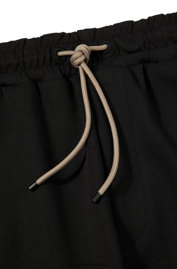 Hugo Boss Czarne spodnie dresowe hugo z mieszanki bawełny, ze wstawkami z taśmy z logo czarny R0X0H61287