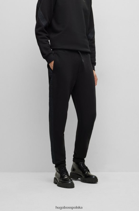 Hugo Boss Czarne spodnie dresowe hugo z organicznej bawełny z taśmą z logo czarny R0X0H61574