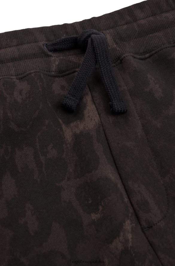 Hugo Boss Czarne spodnie dresowe w kształcie jagliona, wykonane z bawełny hugo z frotte czarny R0X0H64328