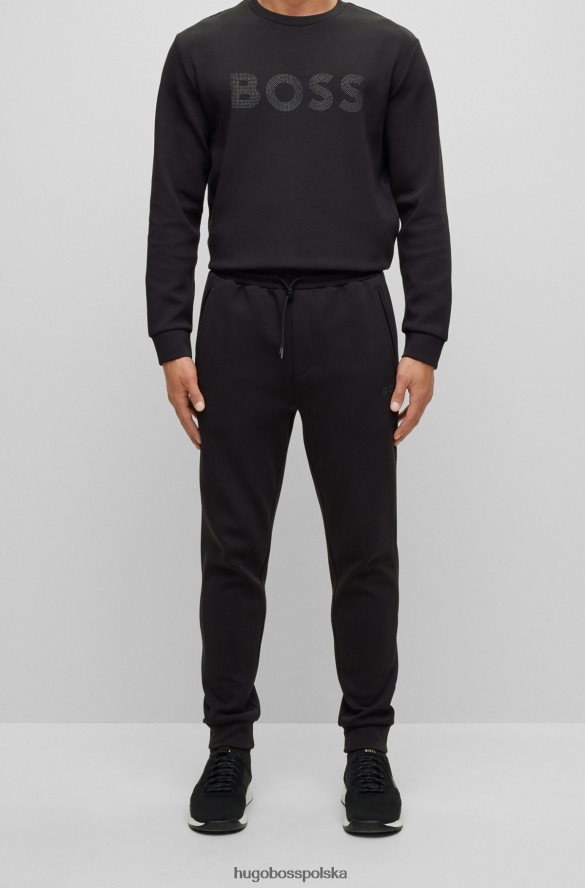 Hugo Boss Czarne spodnie dresowe z mieszanki bawełny z detalami ze strasu, czarne hugo czarny R0X0H63665