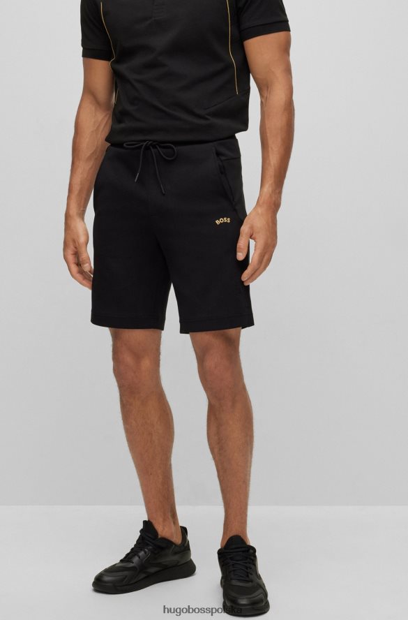 Hugo Boss Czarne szorty hugo o regularnym kroju z elastycznego materiału z grafiką w kratkę czarny R0X0H61773