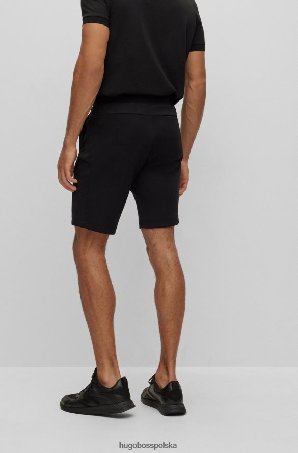 Hugo Boss Czarne szorty hugo o regularnym kroju z elastycznego materiału z grafiką w kratkę czarny R0X0H61773