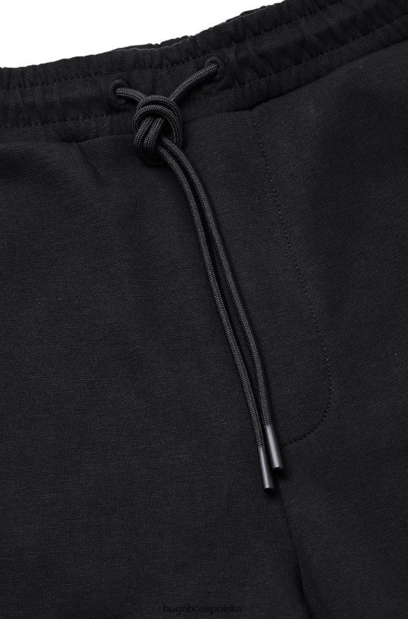 Hugo Boss Czarne szorty hugo o regularnym kroju z elastycznego materiału z grafiką w kratkę czarny R0X0H61773