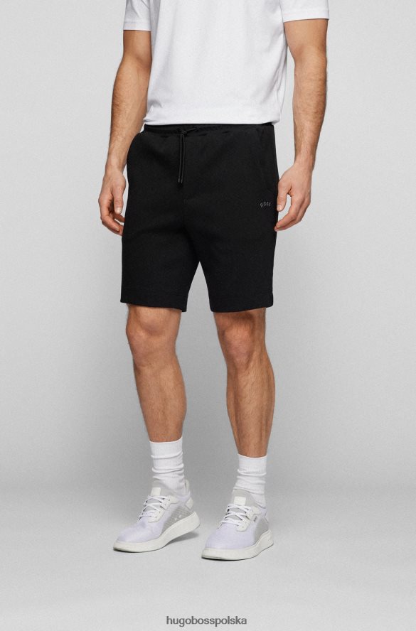 Hugo Boss Czarne szorty hugo o regularnym kroju z różnych materiałów i zakrzywionym logo czarny R0X0H62636