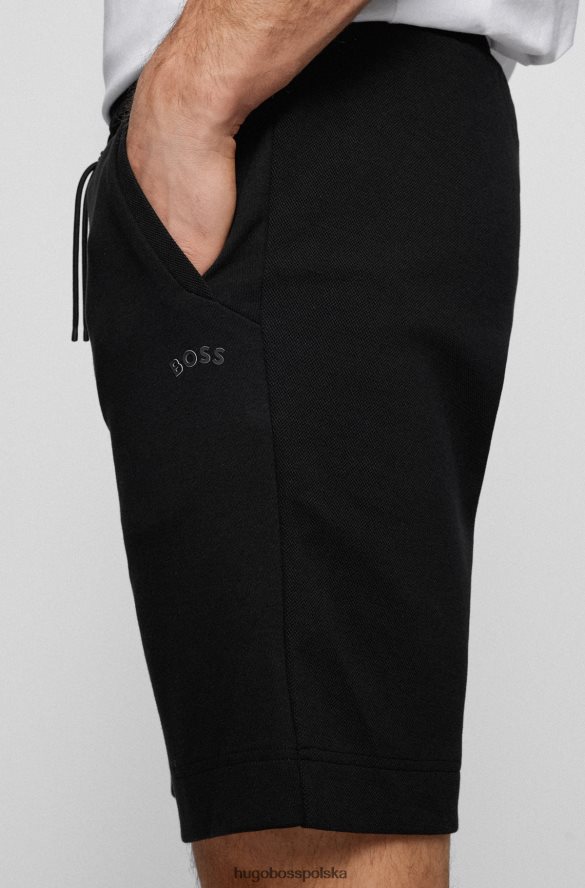 Hugo Boss Czarne szorty hugo o regularnym kroju z różnych materiałów i zakrzywionym logo czarny R0X0H62636