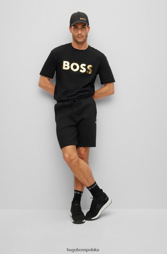 Hugo Boss Czarne szorty hugo z mieszanki bawełny, o regularnym kroju, z haftowanym logo czarny R0X0H63824
