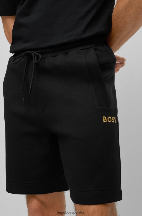 Hugo Boss Czarne szorty hugo z mieszanki bawełny, o regularnym kroju, z haftowanym logo czarny R0X0H63824