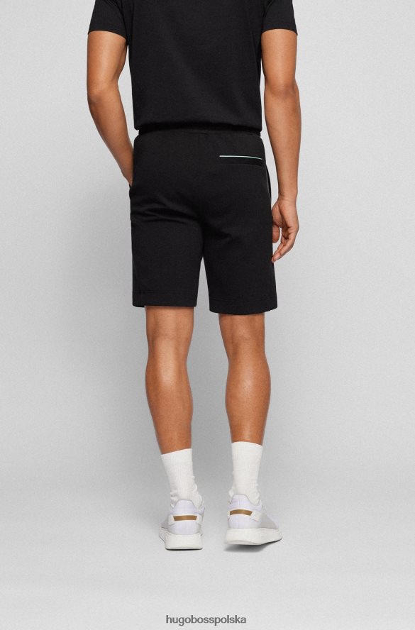 Hugo Boss Czarne szorty o regularnym kroju z mieszanki bawełny i wielokolorowym logo hugo czarny R0X0H62279