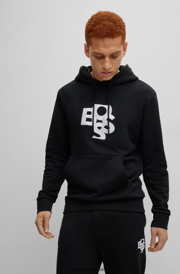 Hugo Boss Czarny dres hugo z frotte i wytarte logo czarny R0X0H61270