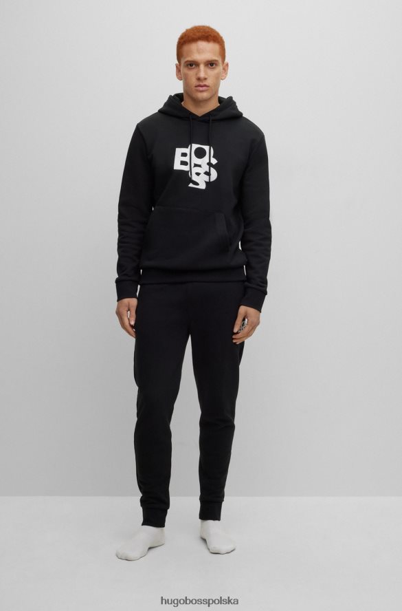 Hugo Boss Czarny dres hugo z frotte i wytarte logo czarny R0X0H61270