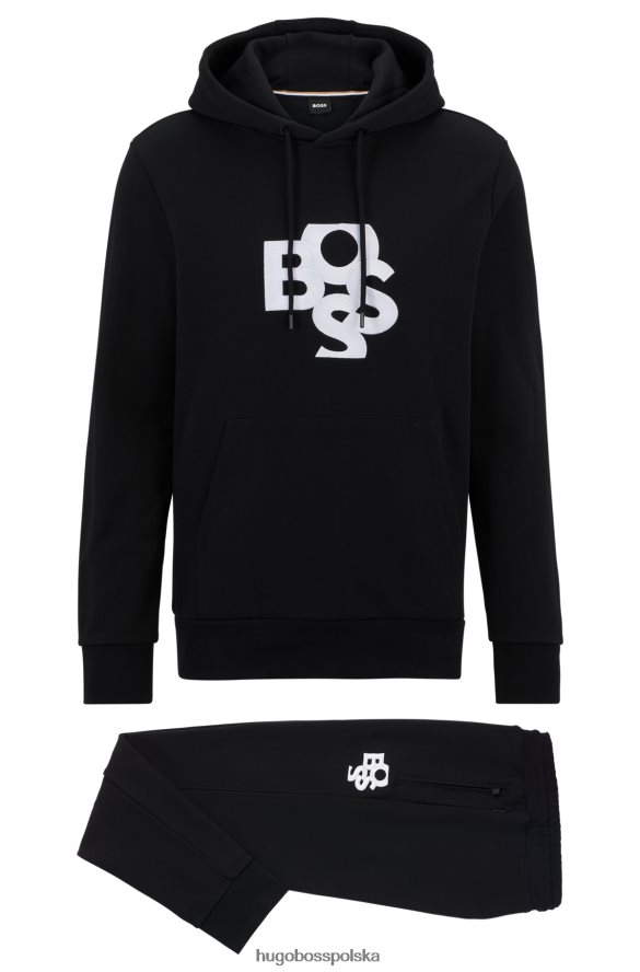 Hugo Boss Czarny dres hugo z frotte i wytarte logo czarny R0X0H61270