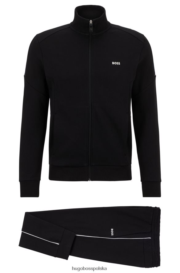 Hugo Boss Czarny dres o regularnym kroju z logo, wykonany z dwustronnej bawełny hugo czarny R0X0H61046