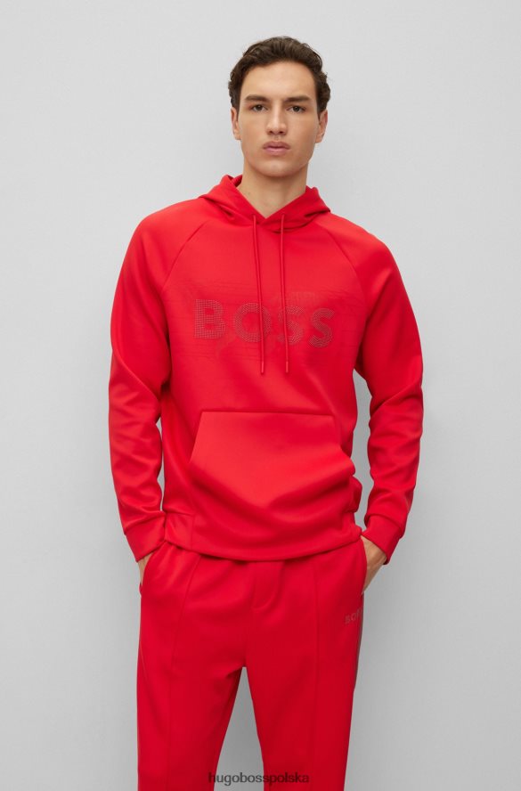 Hugo Boss Czerwona bluza Hugo o luźnym kroju z rozciągliwym zamkiem i logo ze strasu czerwony R0X0H63966
