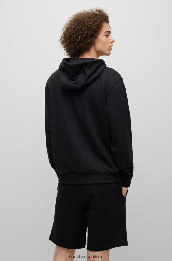 Hugo Boss Hugo Czarna bluza z kapturem o swobodnym kroju z frotte z logo w ramce czarny R0X0H61519