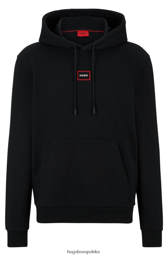 Hugo Boss Hugo Czarna bluza z kapturem o swobodnym kroju z frotte z logo w ramce czarny R0X0H61519