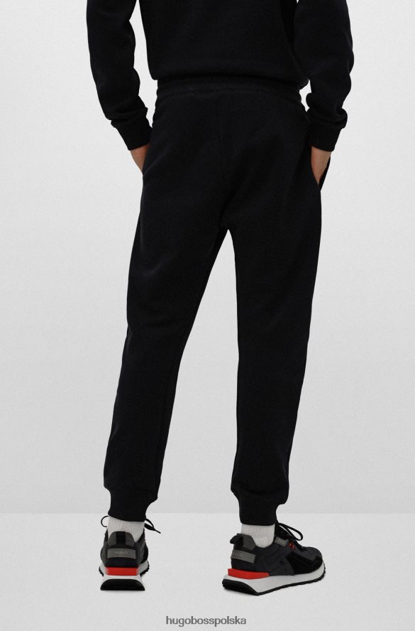 Hugo Boss Hugo Czarne spodnie dresowe z mieszanki bawełny z paskiem i logo czarny R0X0H63209
