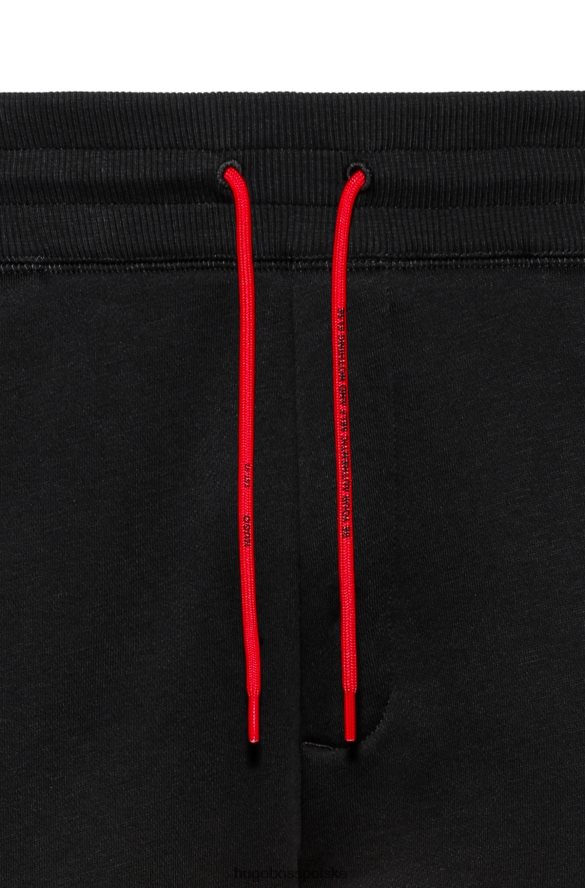 Hugo Boss Hugo Czarne spodnie dresowe z mieszanki bawełny z paskiem i logo czarny R0X0H63209