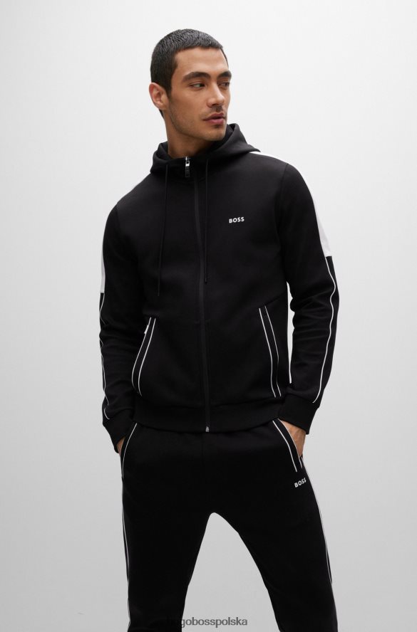 Hugo Boss Hugo Czarny dres z mieszanki bawełny z lamówkami i logo czarny R0X0H61025