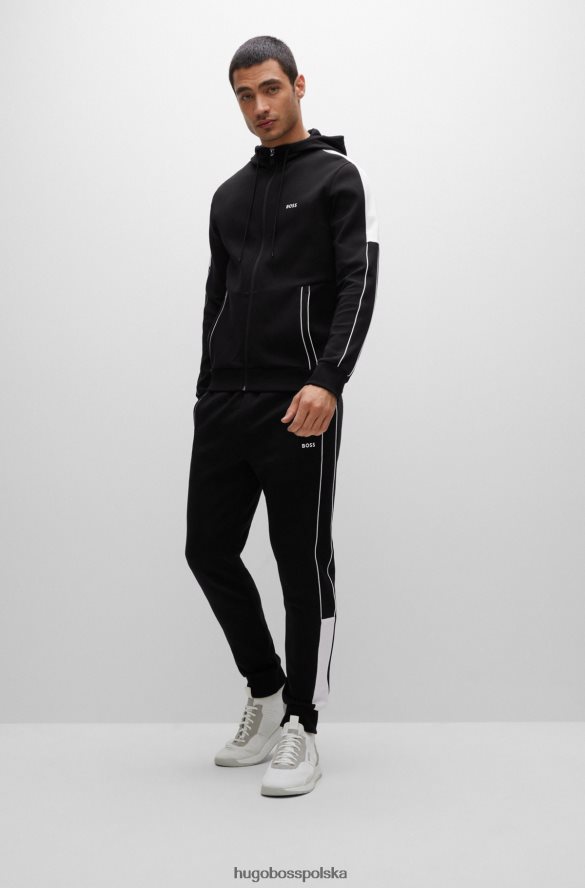 Hugo Boss Hugo Czarny dres z mieszanki bawełny z lamówkami i logo czarny R0X0H61025