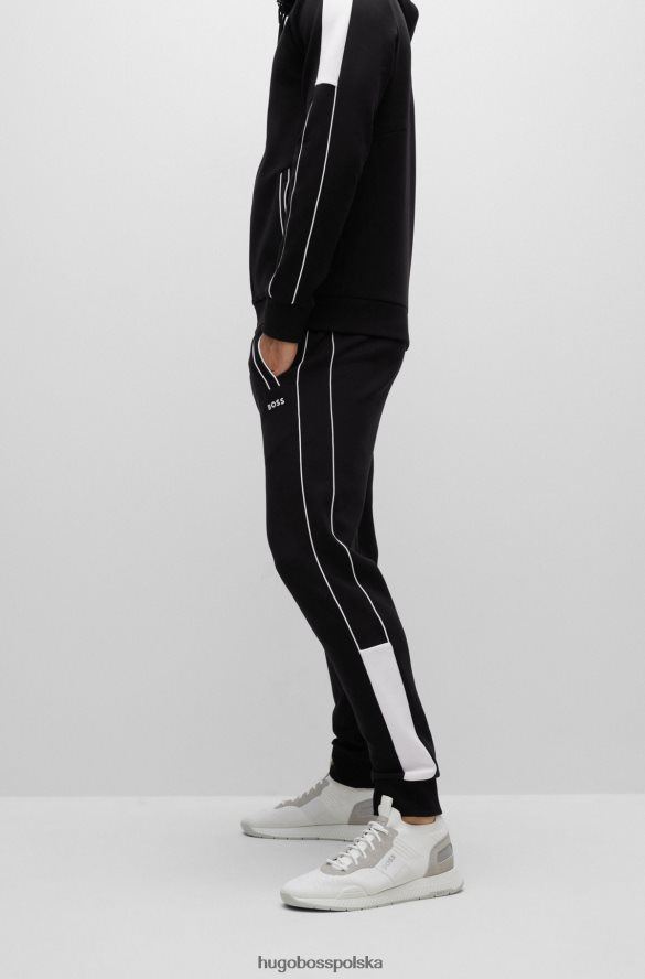 Hugo Boss Hugo Czarny dres z mieszanki bawełny z lamówkami i logo czarny R0X0H61025