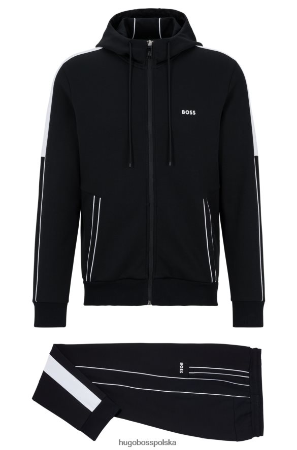 Hugo Boss Hugo Czarny dres z mieszanki bawełny z lamówkami i logo czarny R0X0H61025