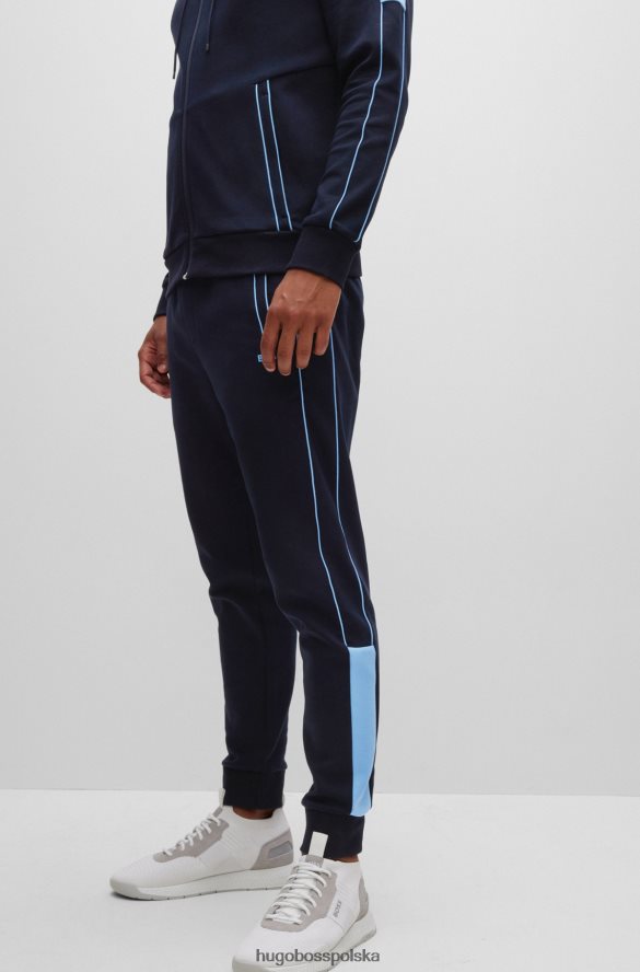 Hugo Boss Hugo Dres z mieszanki bawełny z lamówkami i logo w kolorze ciemnoniebieskim ciemny niebieski R0X0H61026