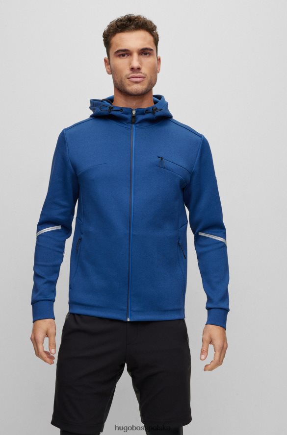 Hugo Boss Hugo Melange, zapinana na zamek bluza z kapturem i ozdobnymi odblaskowymi detalami w kolorze ciemnoniebieskim ciemny niebieski R0X0H63011