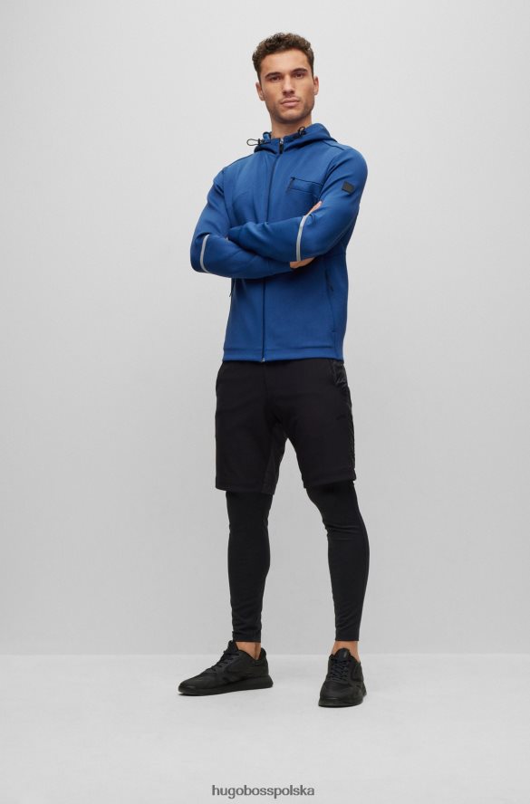 Hugo Boss Hugo Melange, zapinana na zamek bluza z kapturem i ozdobnymi odblaskowymi detalami w kolorze ciemnoniebieskim ciemny niebieski R0X0H63011