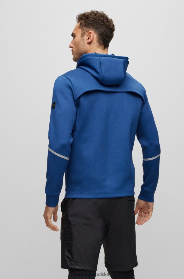 Hugo Boss Hugo Melange, zapinana na zamek bluza z kapturem i ozdobnymi odblaskowymi detalami w kolorze ciemnoniebieskim ciemny niebieski R0X0H63011