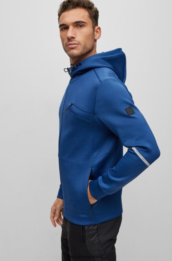 Hugo Boss Hugo Melange, zapinana na zamek bluza z kapturem i ozdobnymi odblaskowymi detalami w kolorze ciemnoniebieskim ciemny niebieski R0X0H63011