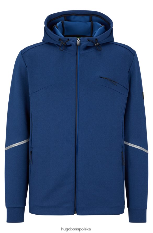 Hugo Boss Hugo Melange, zapinana na zamek bluza z kapturem i ozdobnymi odblaskowymi detalami w kolorze ciemnoniebieskim ciemny niebieski R0X0H63011