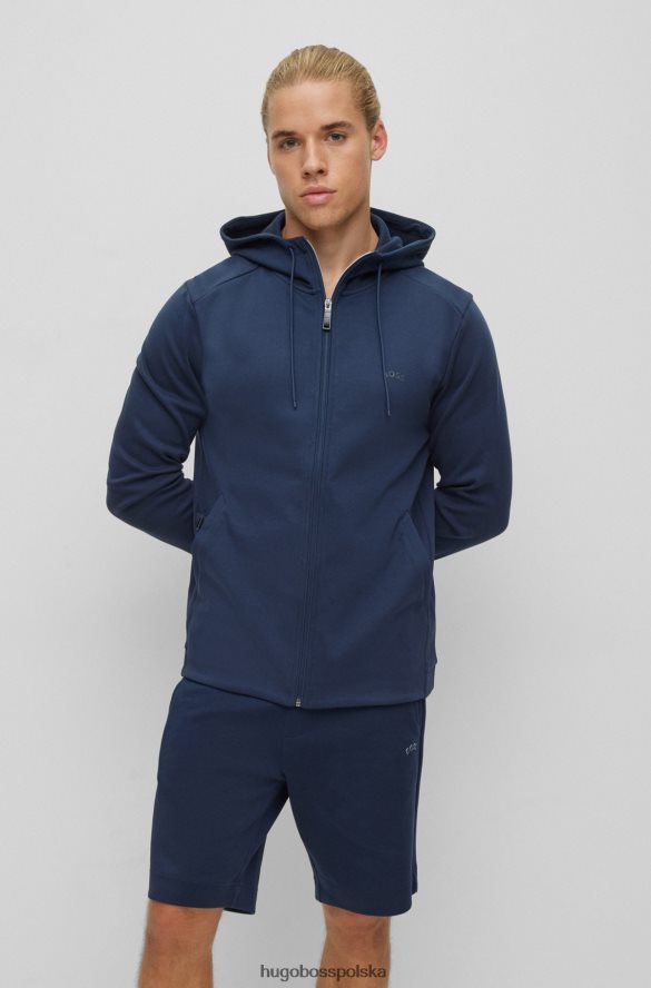 Hugo Boss Hugo Zapinana na zamek bluza z kapturem z bawełny organicznej z ciemnoniebieskim logo ciemny niebieski R0X0H61010