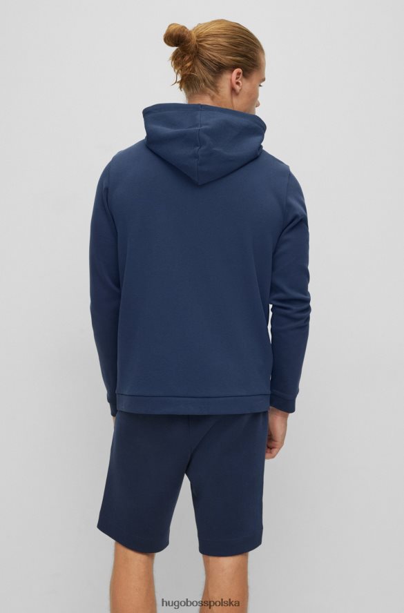 Hugo Boss Hugo Zapinana na zamek bluza z kapturem z bawełny organicznej z ciemnoniebieskim logo ciemny niebieski R0X0H61010