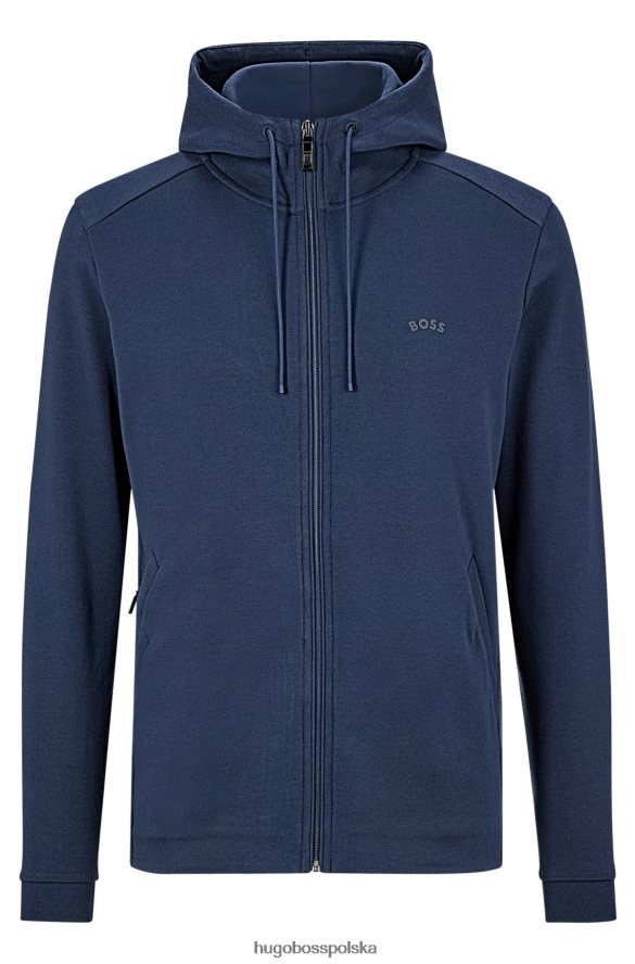 Hugo Boss Hugo Zapinana na zamek bluza z kapturem z bawełny organicznej z ciemnoniebieskim logo ciemny niebieski R0X0H61010