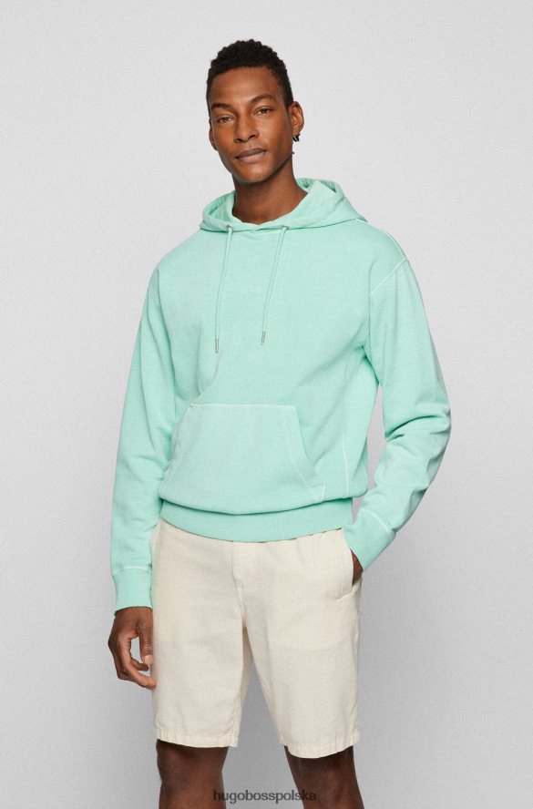Hugo Boss Hugo barwiona bawełniana bluza z kapturem frotte z tonalnym logo w kolorze jasnozielonym jasnozielony R0X0H61679