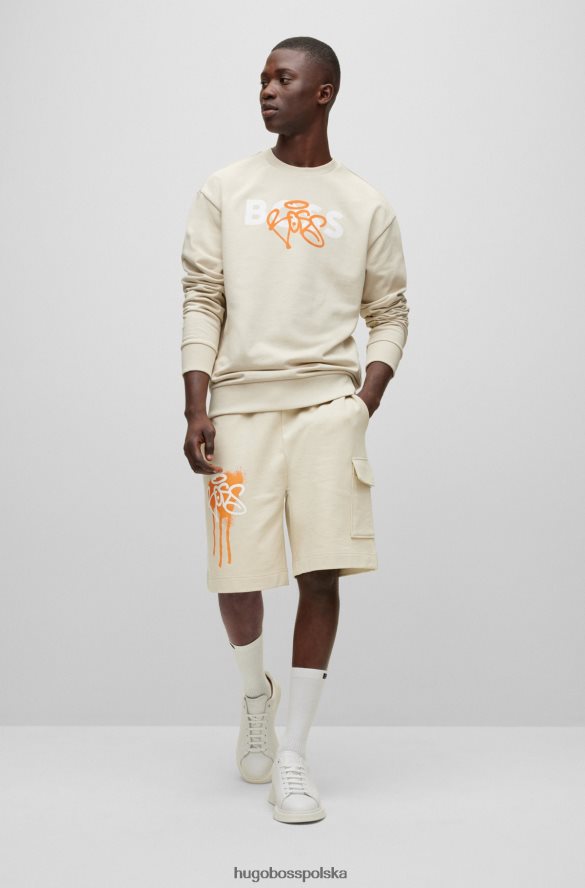 Hugo Boss Hugo bawełniana bluza o swobodnym kroju z grafiką z graffiti w kolorze jasnobeżowym jasny beż R0X0H61532