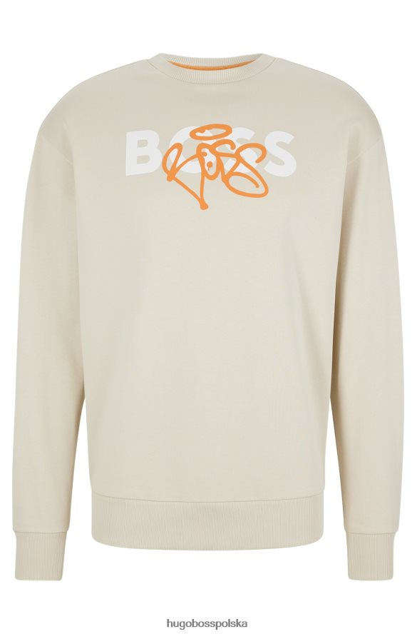 Hugo Boss Hugo bawełniana bluza o swobodnym kroju z grafiką z graffiti w kolorze jasnobeżowym jasny beż R0X0H61532