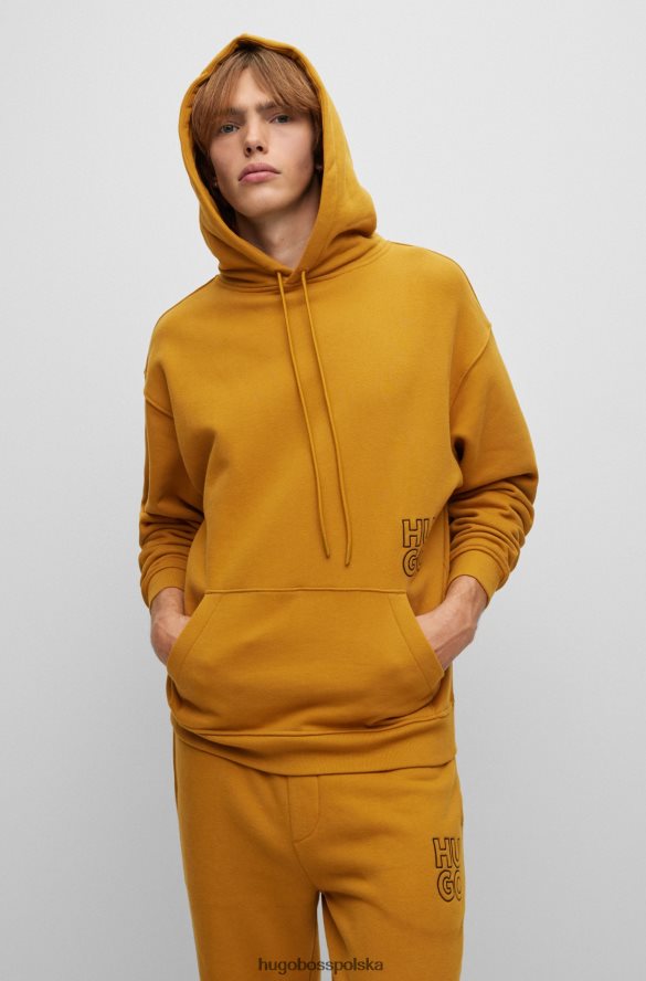 Hugo Boss Hugo bluza z kapturem o swobodnym kroju z bawełny organicznej z pomarańczowym logo Pomarańczowy R0X0H64513