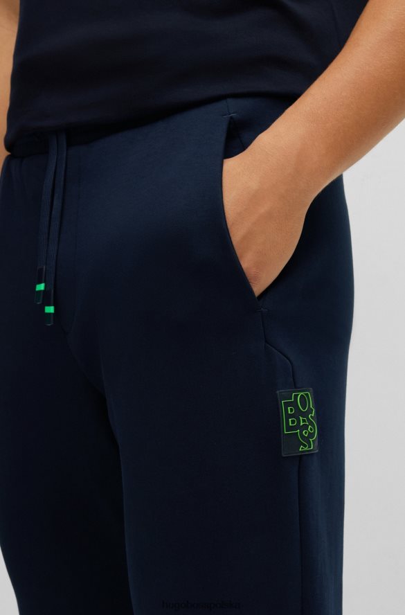 Hugo Boss Hugo ciemnoniebieskie spodnie dresowe z mieszanki bawełny z haftowanym logo ciemny niebieski R0X0H62480
