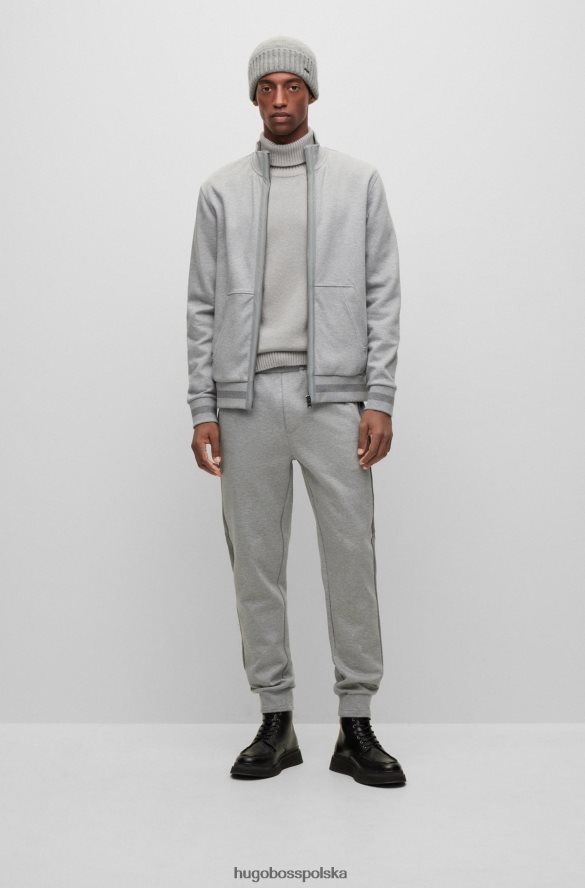Hugo Boss Hugo srebrne spodnie dresowe z mieszanki bawełny z bocznymi paskami srebro R0X0H64451
