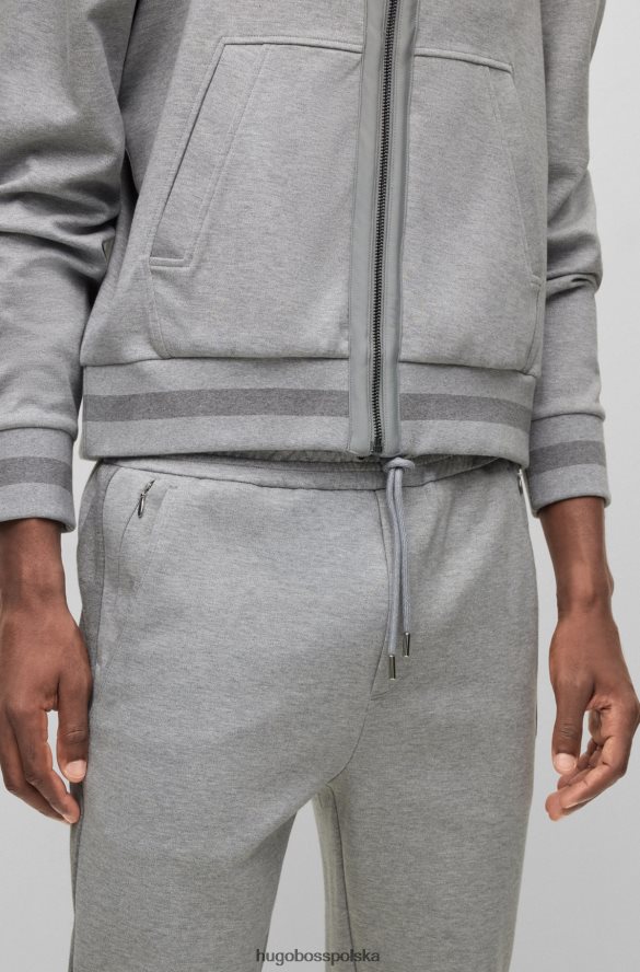 Hugo Boss Hugo srebrne spodnie dresowe z mieszanki bawełny z bocznymi paskami srebro R0X0H64451